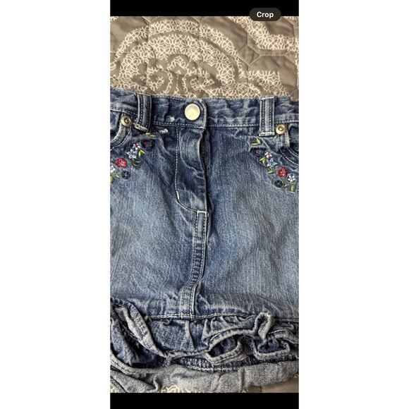Sz 3 Vintage Gymboree Denim Jean Skirt Embroidered Flowers Ruffle 90s Y2K - Picture 11 of 11